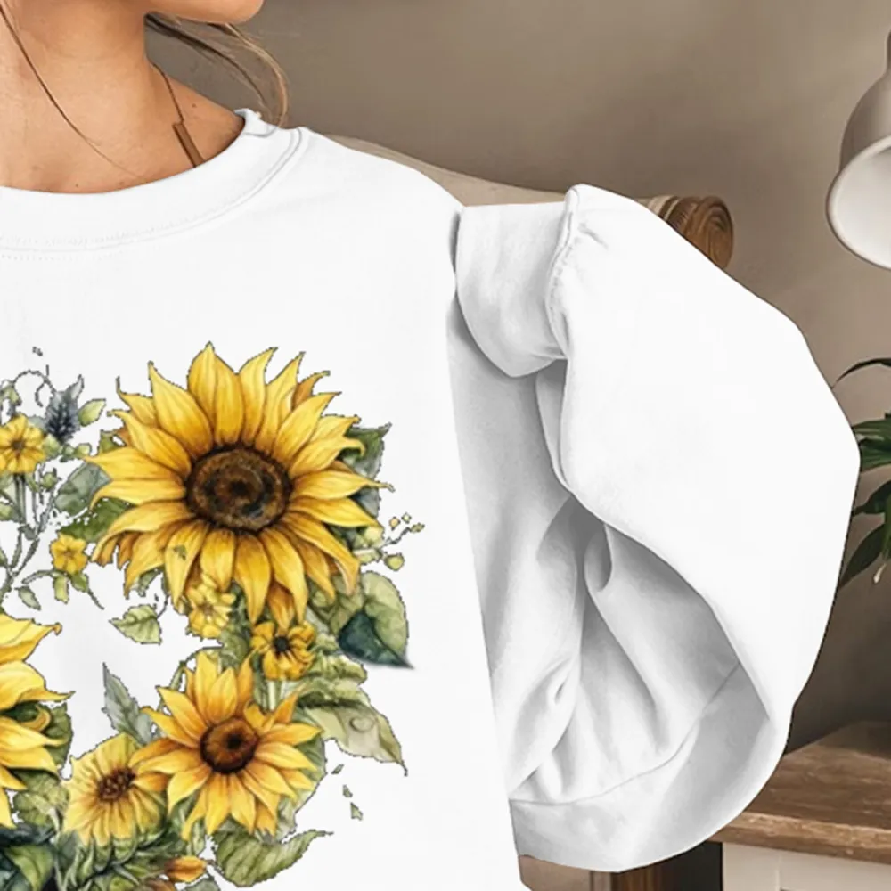 Sunflower Printed Long Sleeve Casual Sweatshirts