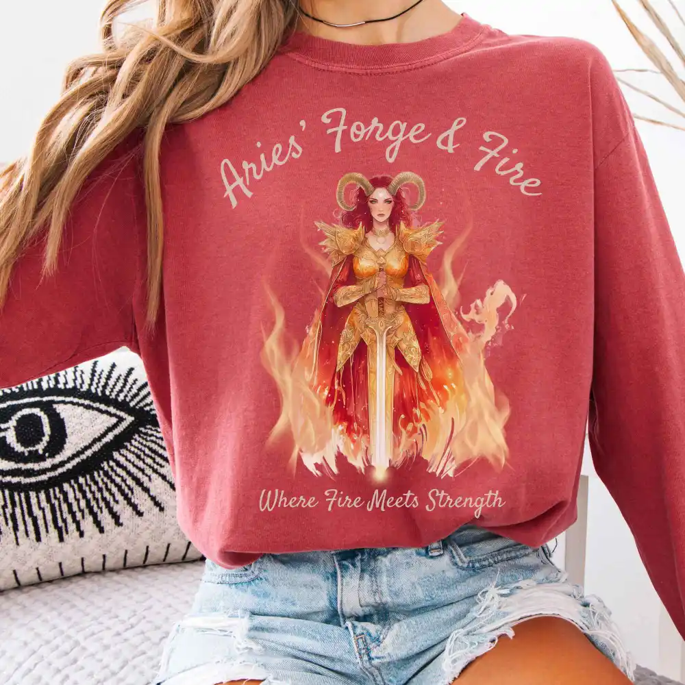 Aries' Forge & Fire Zodiac Long Sleeve Tee