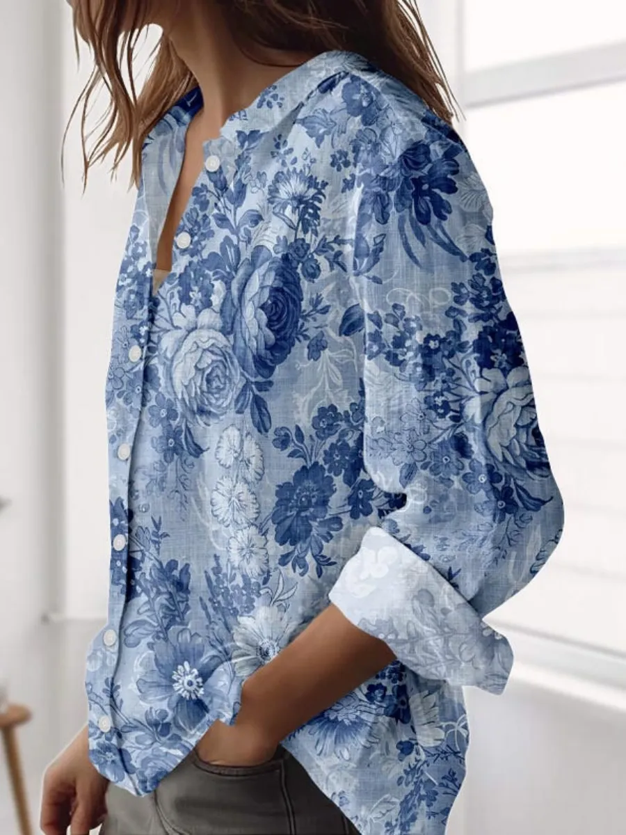 Casual Floral Long Sleeve Shirt
