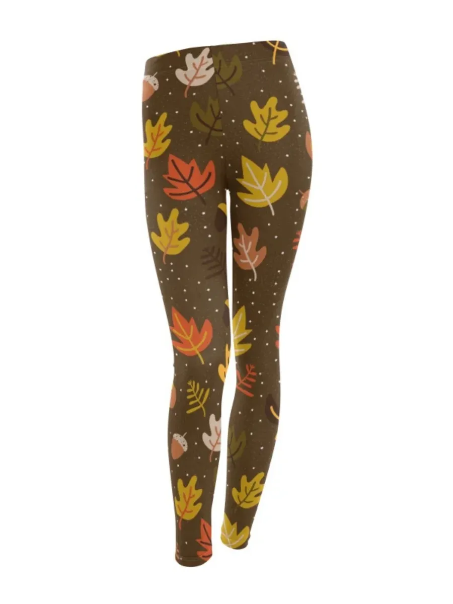 Cozy Leaf Print Leggings