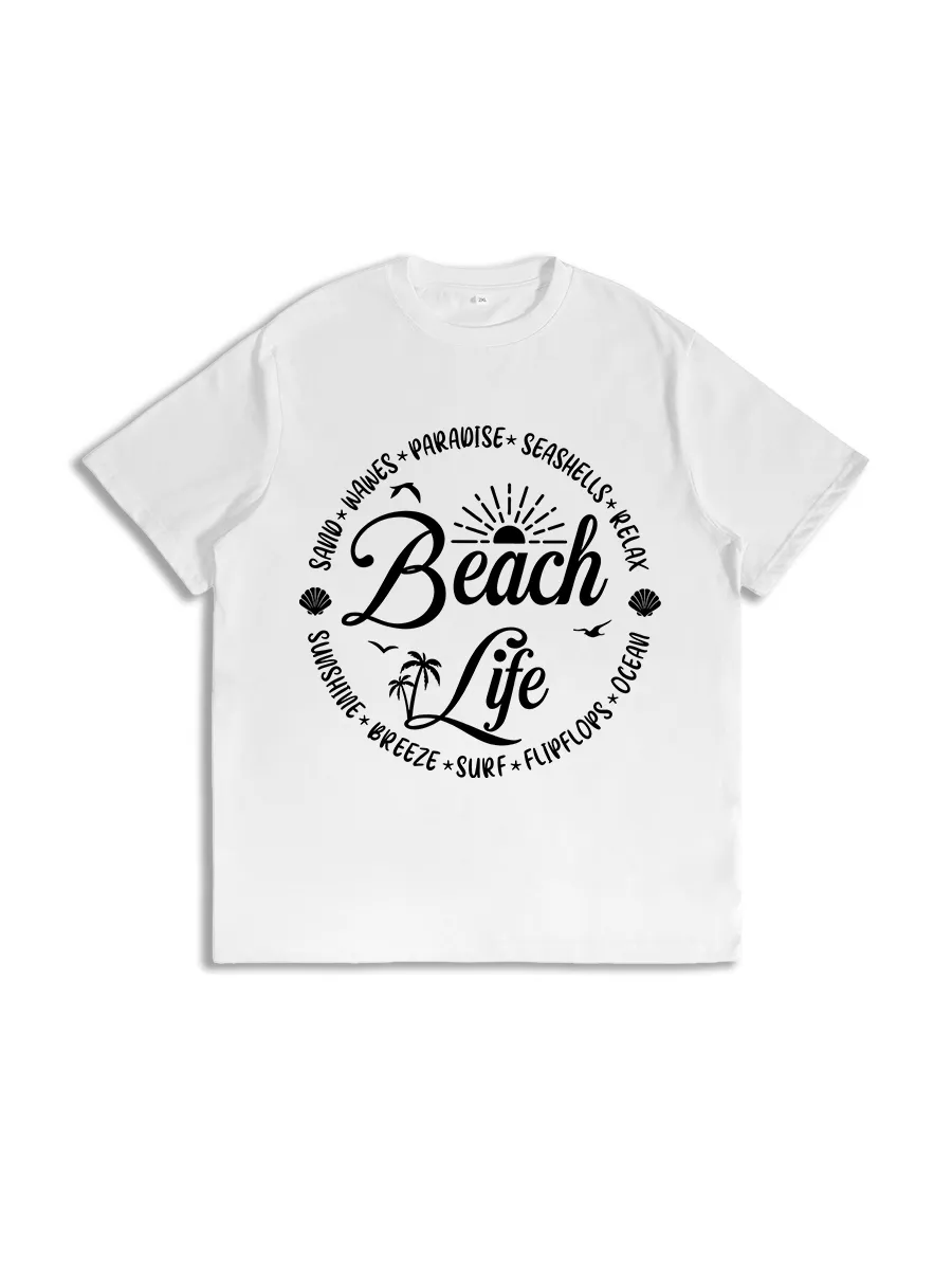 Stylish Phrase Printed Short Sleeve T-Shirts