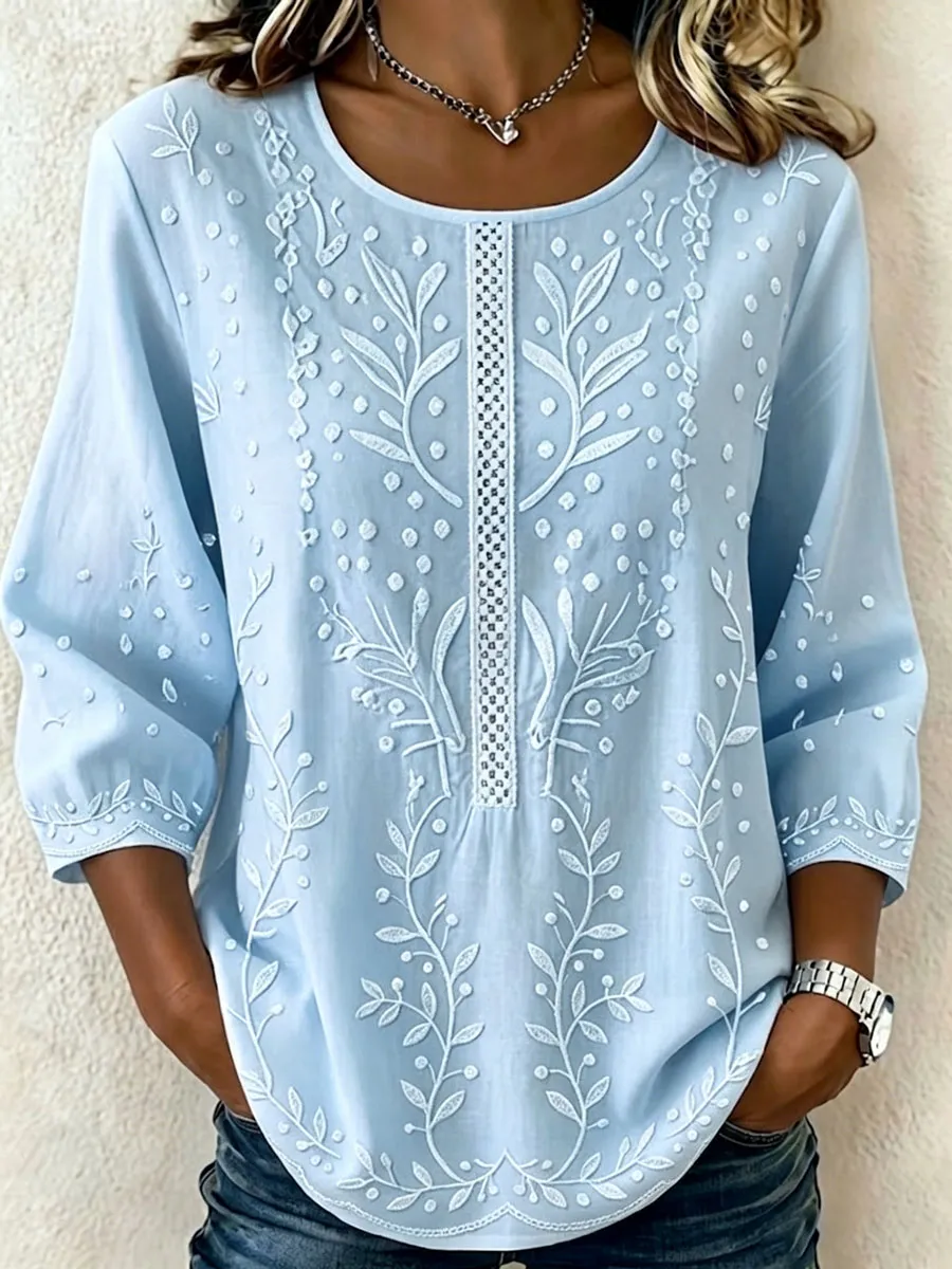 Women'S Casual Cotton And Linen Top
