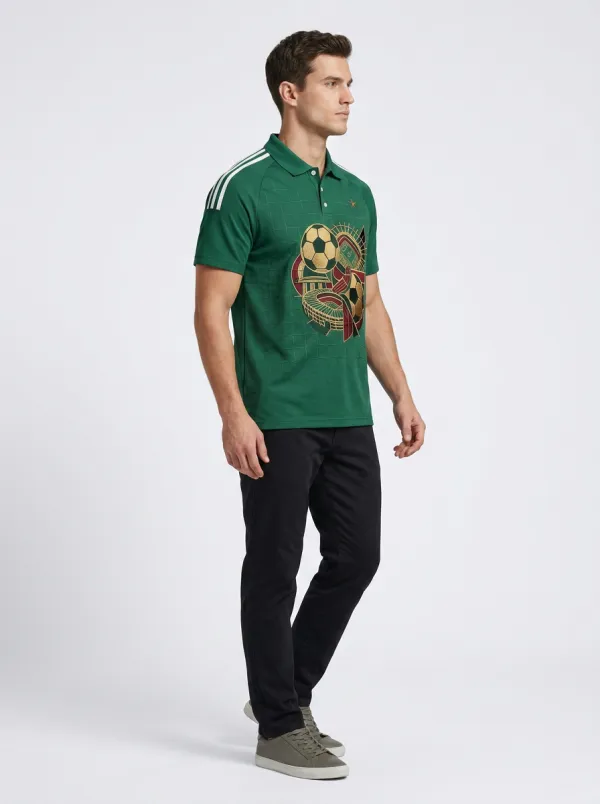 Men's Soccer Fan Stadium Ball Graphic Printed Polo Shirt