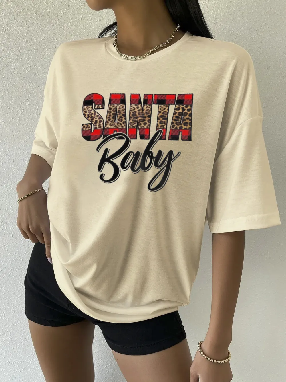 Women's Santa Baby Back Print T - Shirt