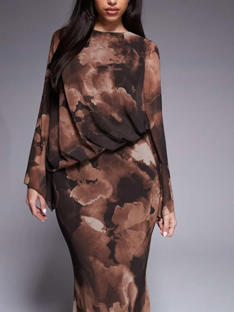 Floral Round Neck Maxi Dress