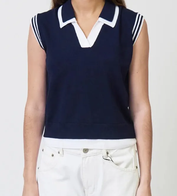 Sheer Double Layer Twofer Polo