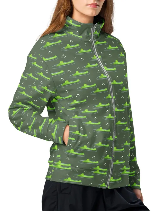 Cute Crocodile Print Zip Jacket