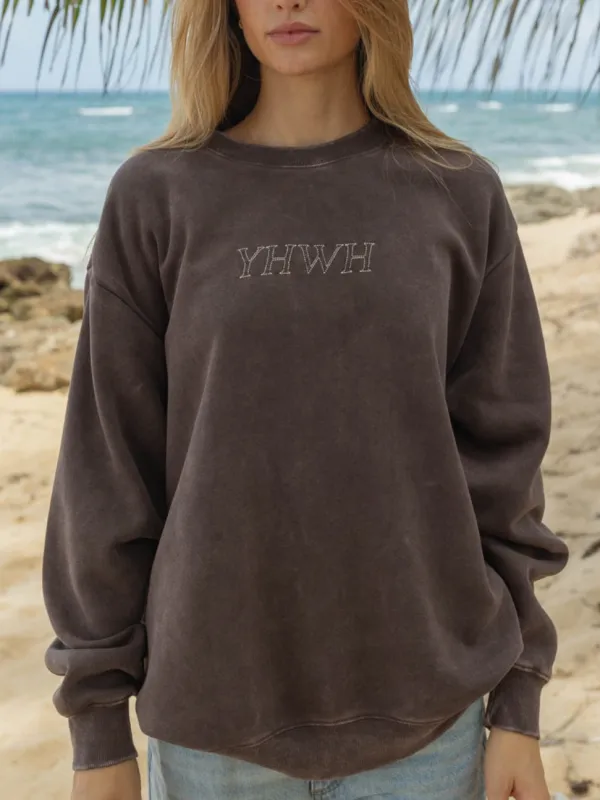 Women's Simple Letter-Style Round-Neck Long-Sleeve Hoodie