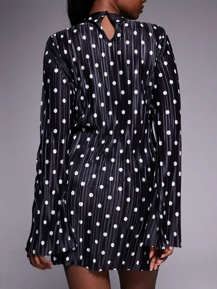 Polka Dot Mock Neck Dress