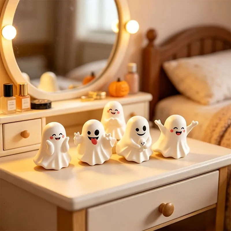 5Pcs Halloween Funny Ghost Figurines And Creative Desktop Decorations