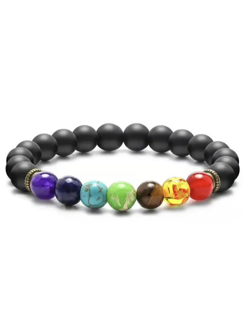 Rainbow Volcanic Stone Turquoise Tiger Eye Yoga Woven Bracelet