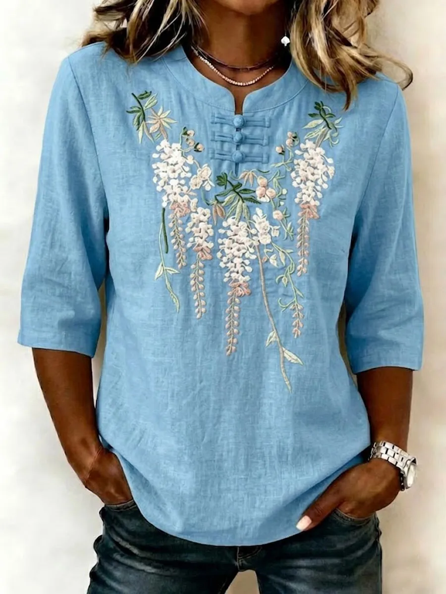 Women'S Cotton And Linen Casual Top