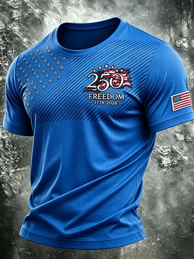 Men's Patriotic American Flag Print T-shirt