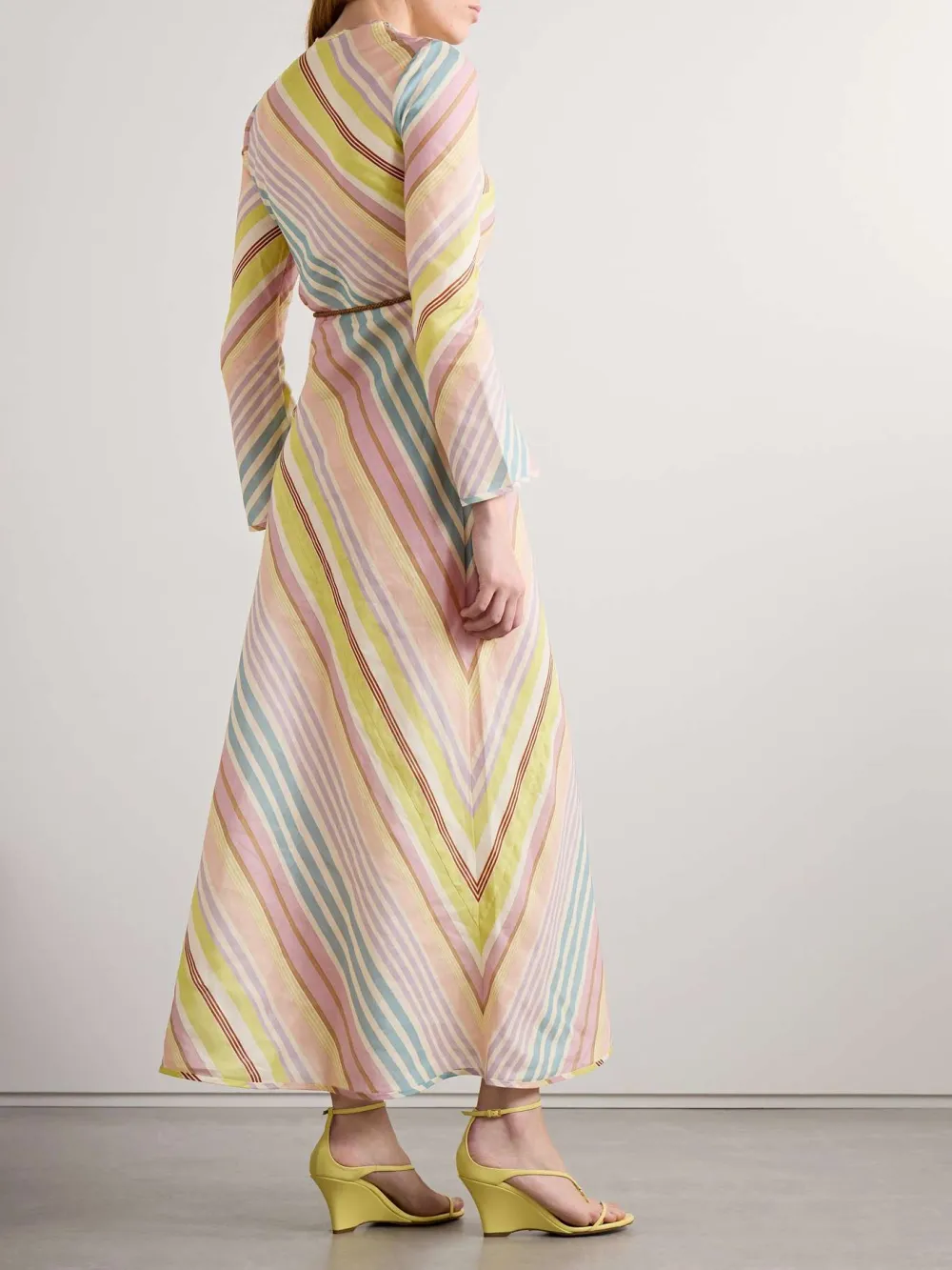 Striped Round Neck Long Sleeve Dress