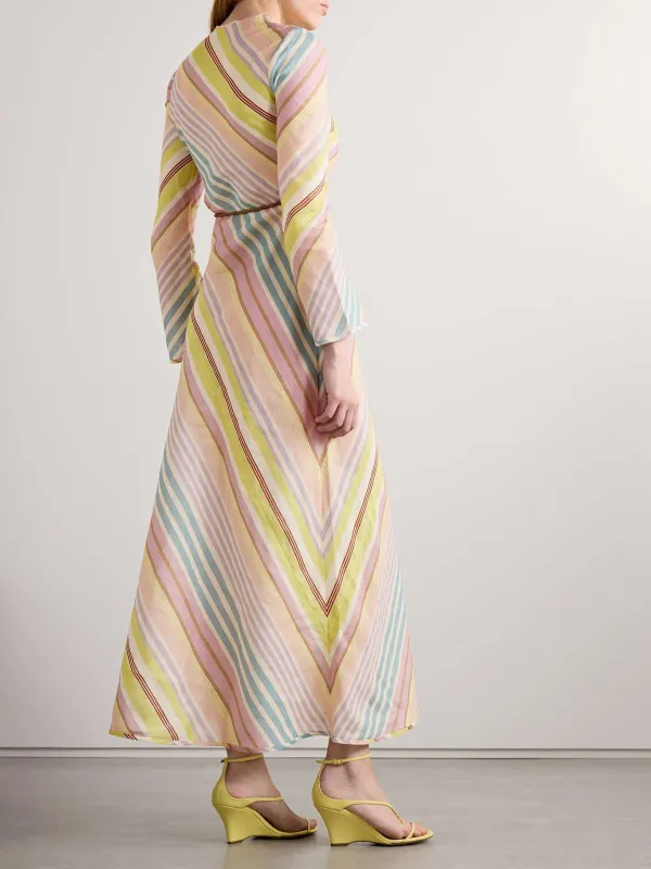 Striped Round Neck Long Sleeve Dress
