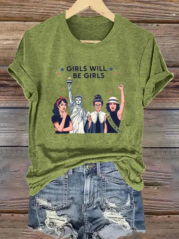 Woman'S Girls Will Be Girls Crew Neck Short Sleeve T-Shirt