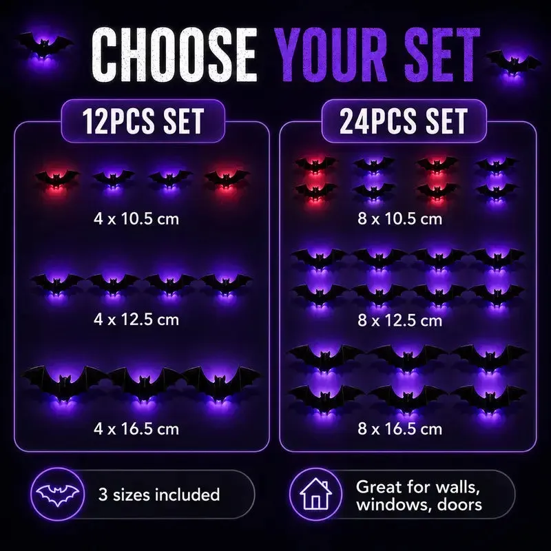 Halloween Led Glowing Bat, Party Decorations Wall Decorations
