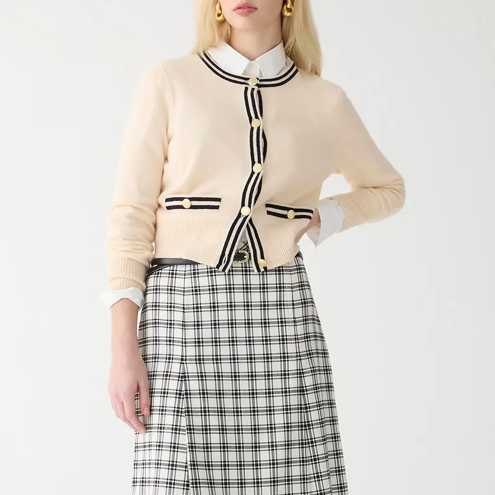 Cashmere Contrast Trim Cardigans