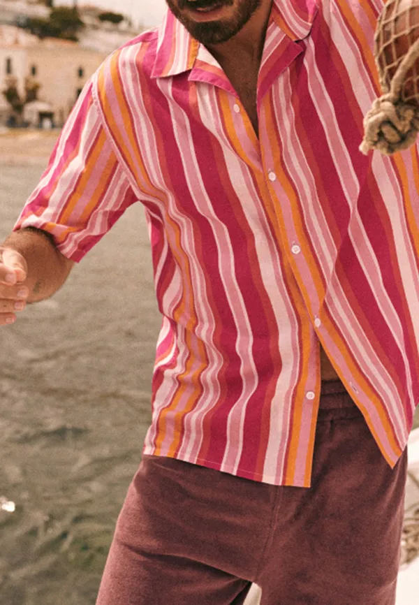  Shirt-Stripes Ecru Pink Orange