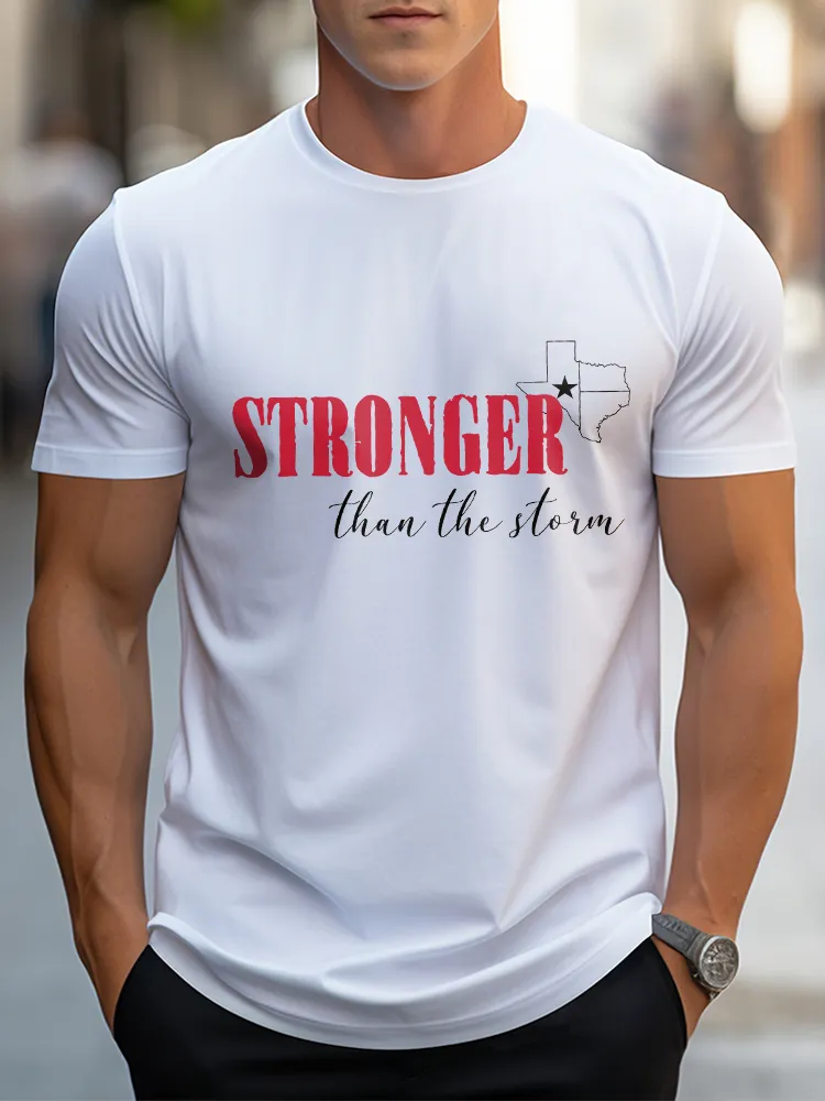 Men'S Casual Style STRONGER Daily Round Neck Slim Fit T-Shirt