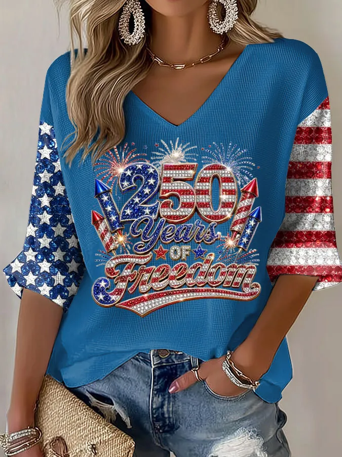 Women'S Leisure 250Th Anniversary Commemorative Waffle T-Shirt