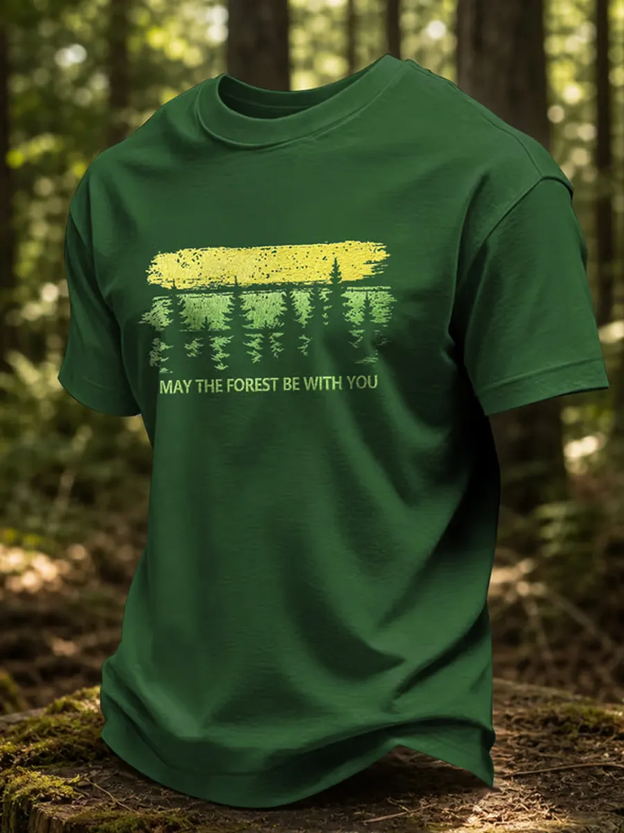 Men's May The Forest Be With You Printed Casual T-Shirt