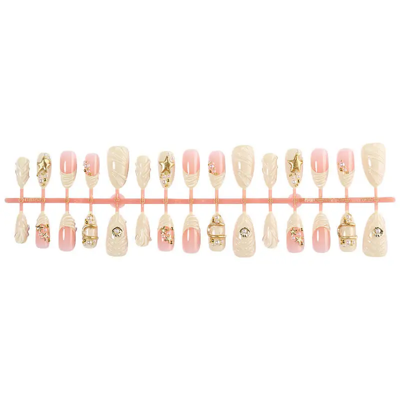 Nailhour 24Pcs Autumn 3D Resin Long Almond Press On Nails