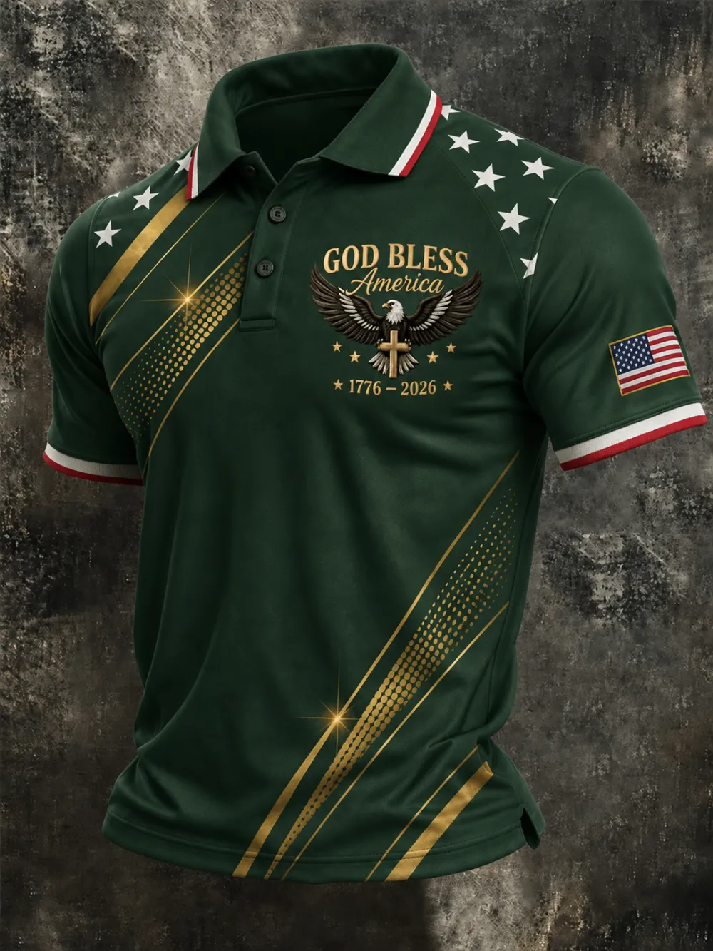 Men'S Retro American Patriots Independence Day 250Th Anniversary Commemorative Lapel Short Sleeved Shirt