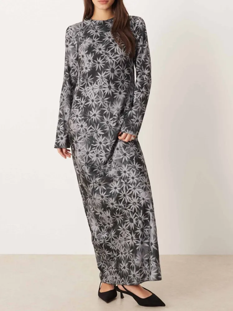 Floral Long Sleeve Casual Dress
