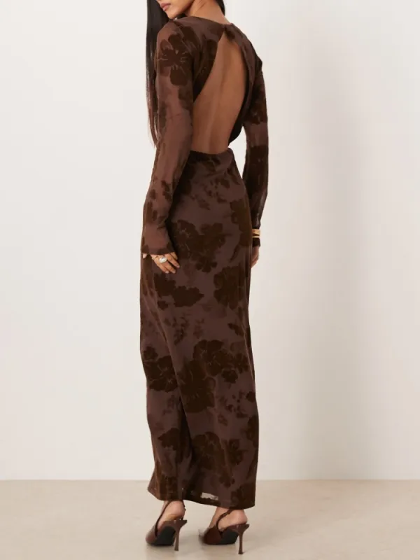 Backless Floral Slim Fit Dress