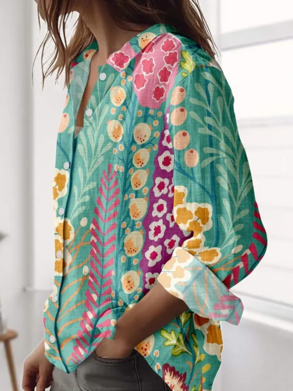 Vibrant Floral Long Sleeve Shirt