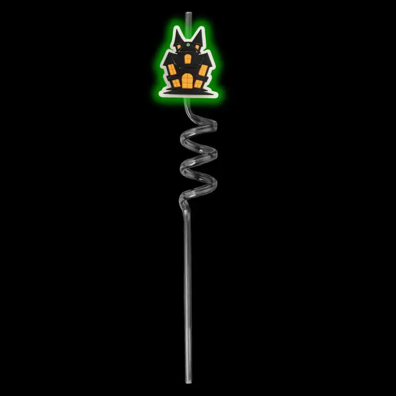 12Pcs Halloween Theme Night Light Decorative Straws