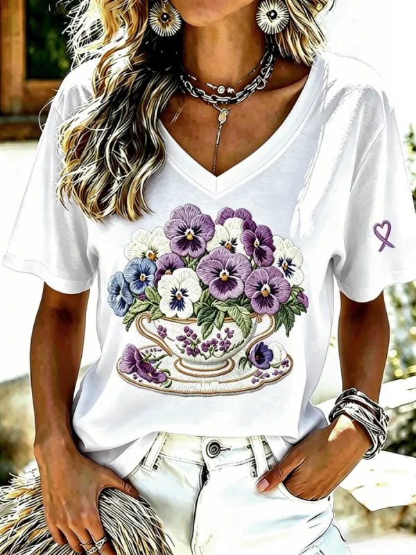 Women's Alzheimer's awareness Printed Casual T-Shirt