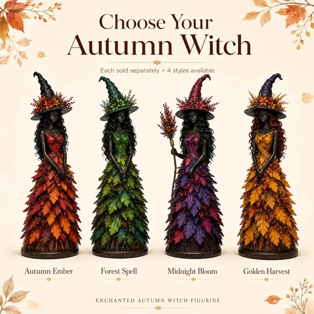 Halloween Enchanted Autumn Witch Figurine Resin Ornaments（7*7*20CM)