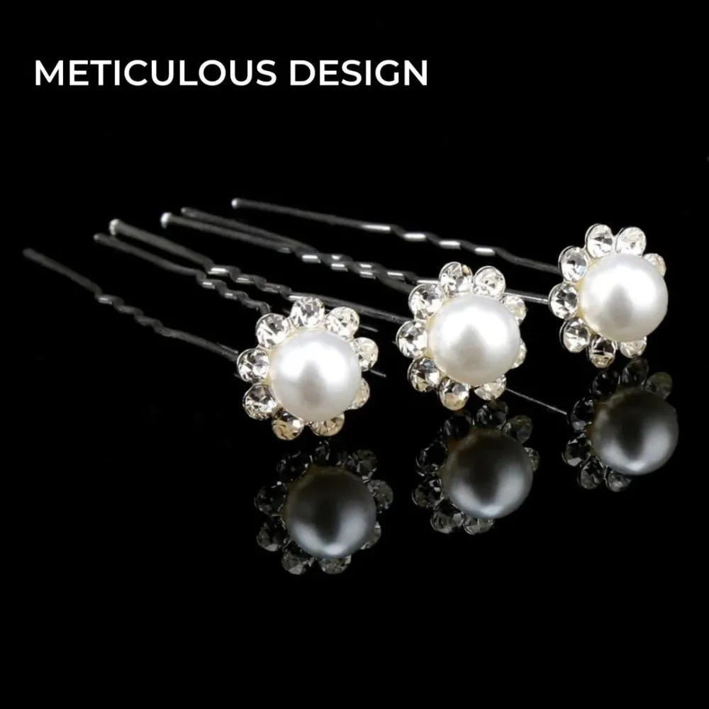 Forty-Piece U-Shaped Pearl Metal Hair Clips Set