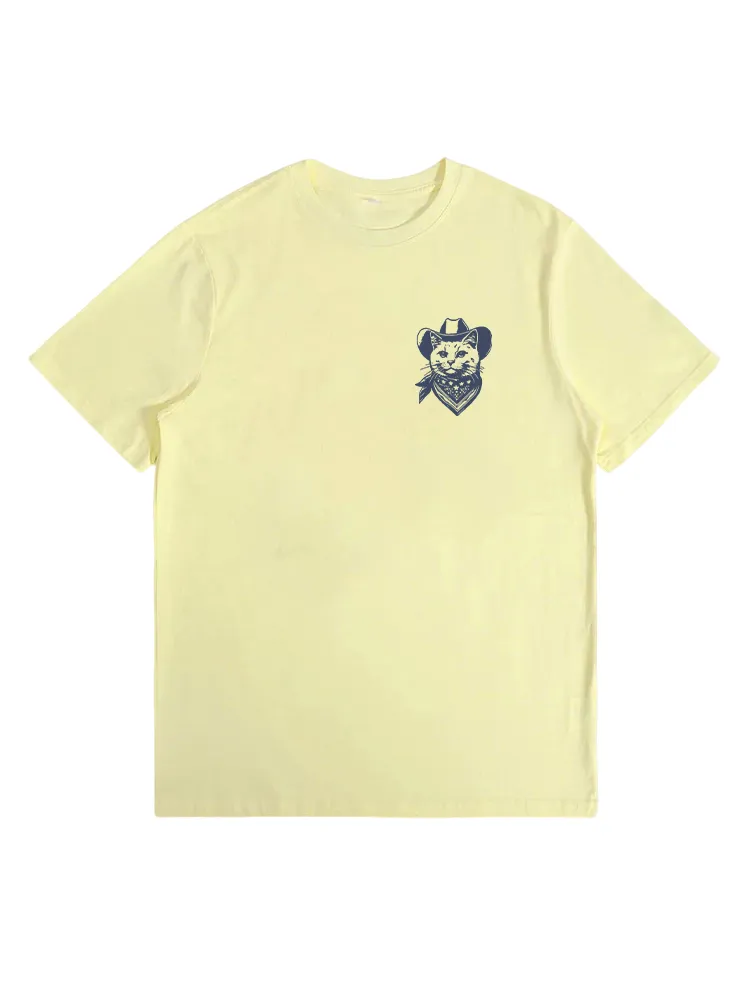 Cat Cowboy Back Print T-Shirt
