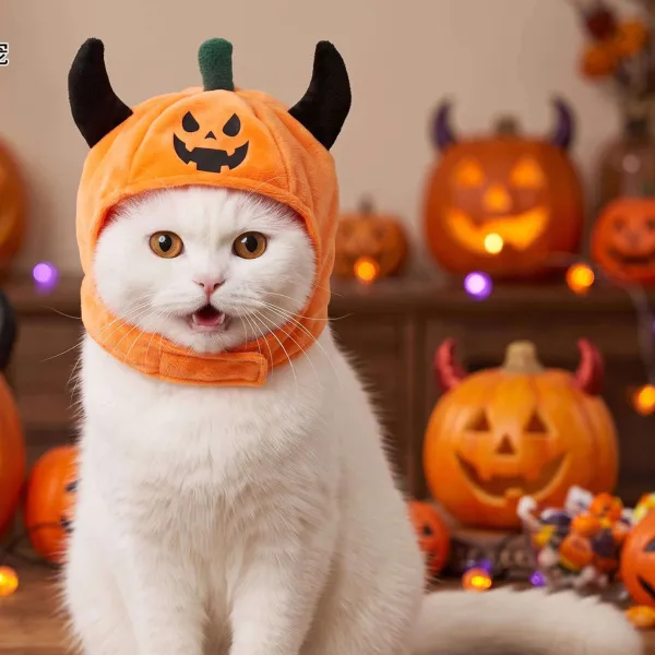 1Pcs Halloween Pet horn pumpkin hat