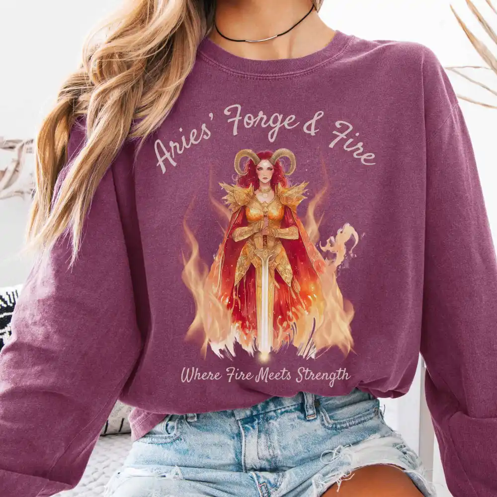 Aries' Forge & Fire Zodiac Long Sleeve Tee