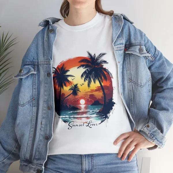 Romantic Sunset Scene Printed Tee