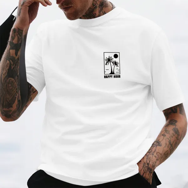 Framed Palm Tree Motif Graphic T-Shirt