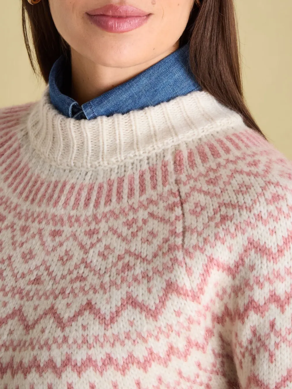 Cream Crew Neck Fairisle Pattern Jumper