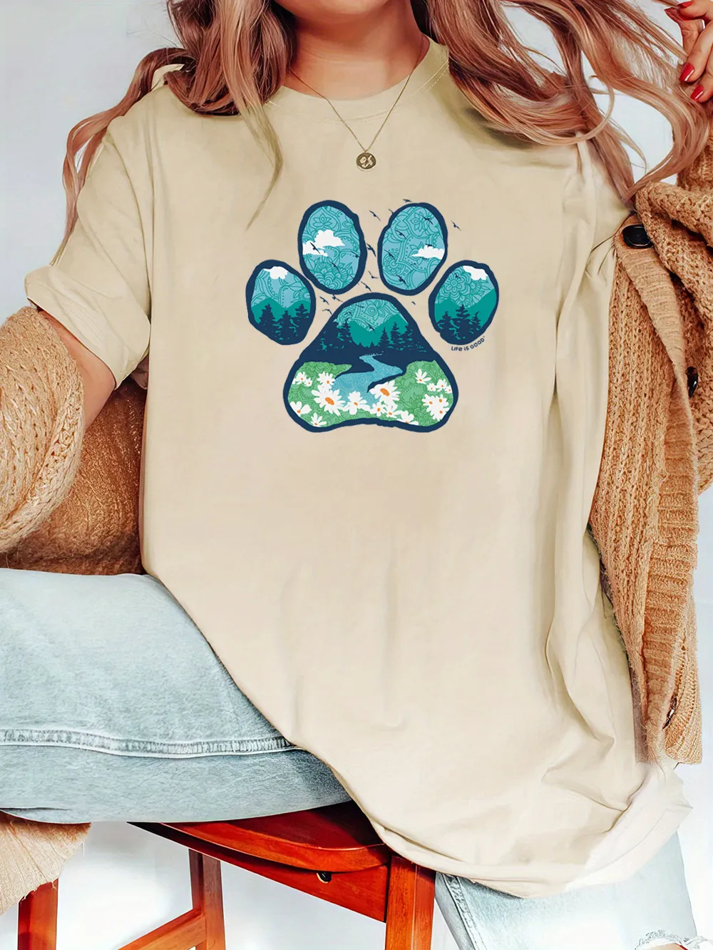 Paw Print Landscape Dog T-Shirt