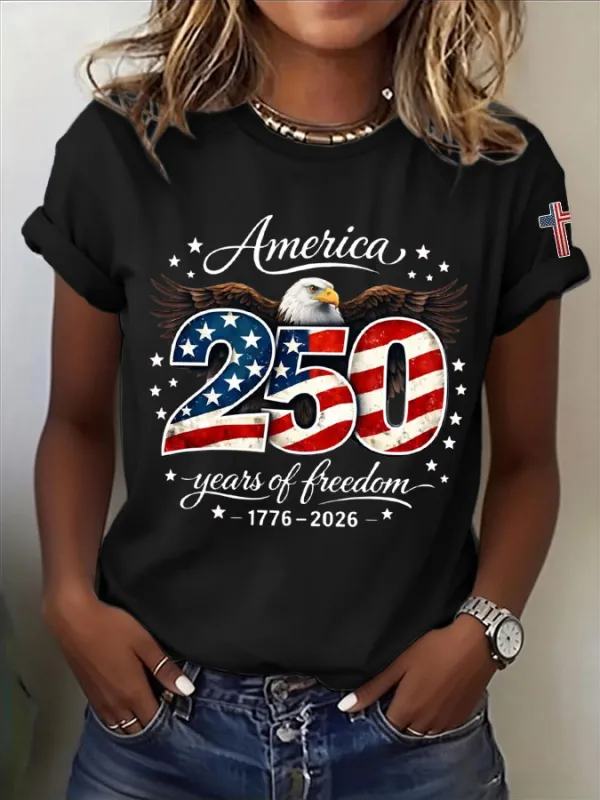 Women'S  America Flag Printed Casual T-Shirt