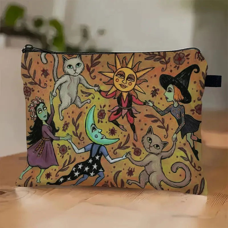 Nailhour Halloween Pumpkin Witch Print Makeup Bag