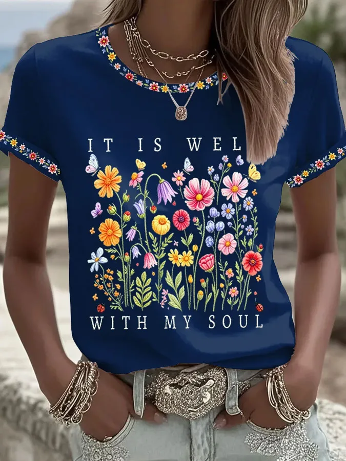 Women's Faith Print Casual T-shirt
