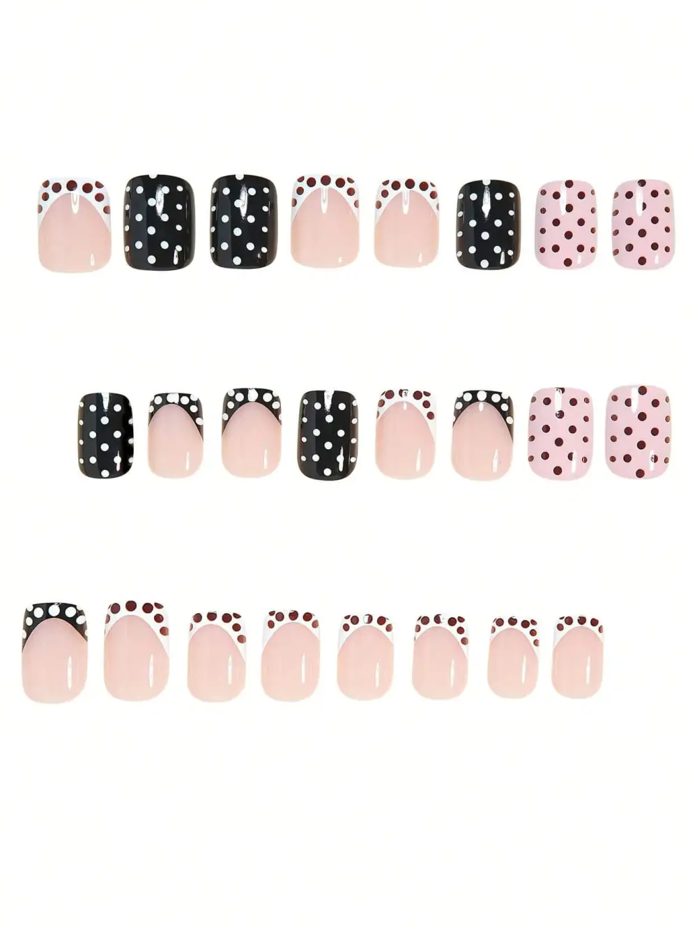 Nailhour 24Pcs Autumn French Short Square Press On Nails