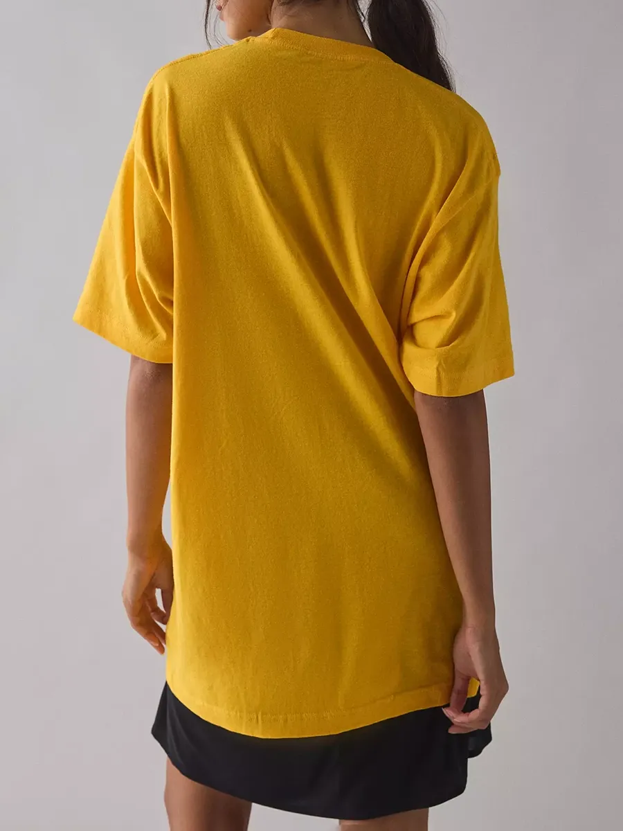 Yellow Cherry Print Loose T-Shirt
