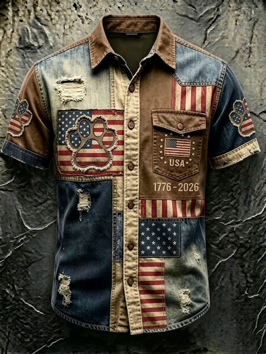 Men'S 250Th Anniversary National Paw Prints Print  Shirt