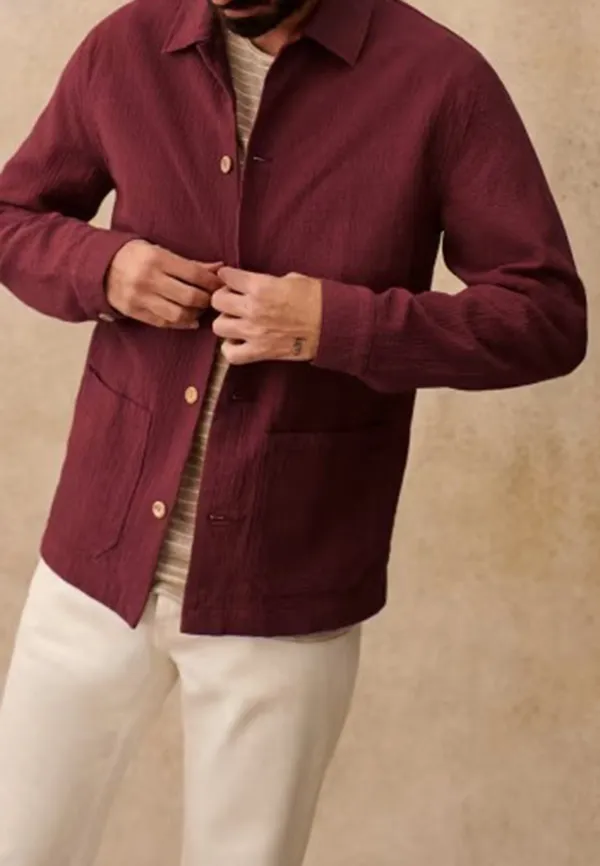  Coton Texture Jacket-Raspberry