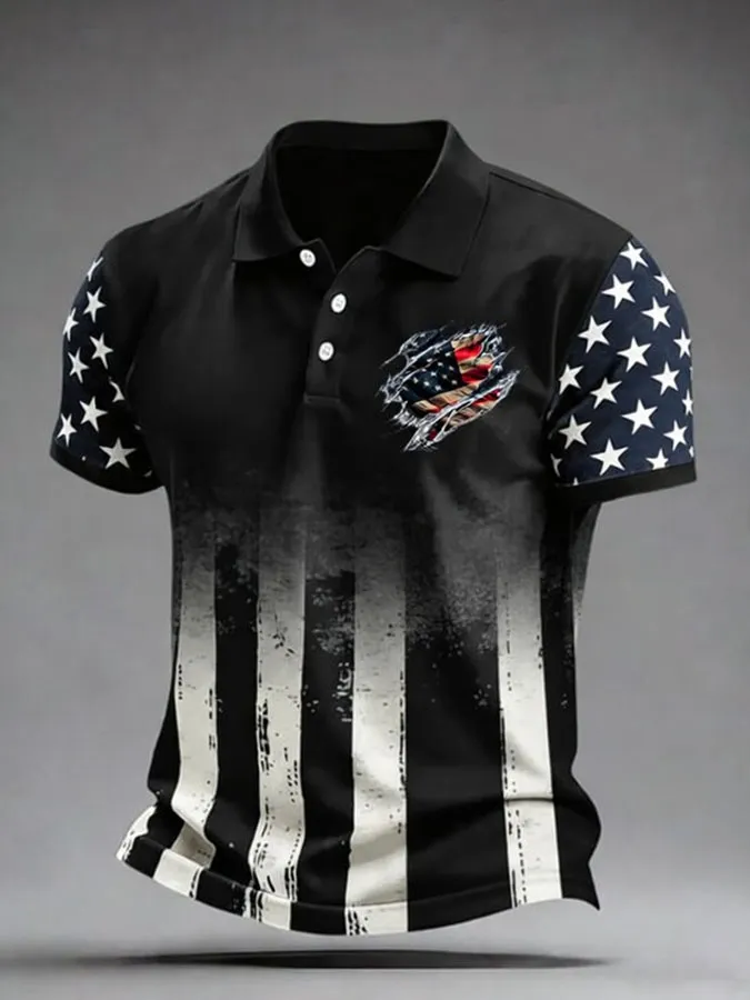 Men'S Independence Day Print Casual Polo Shirt